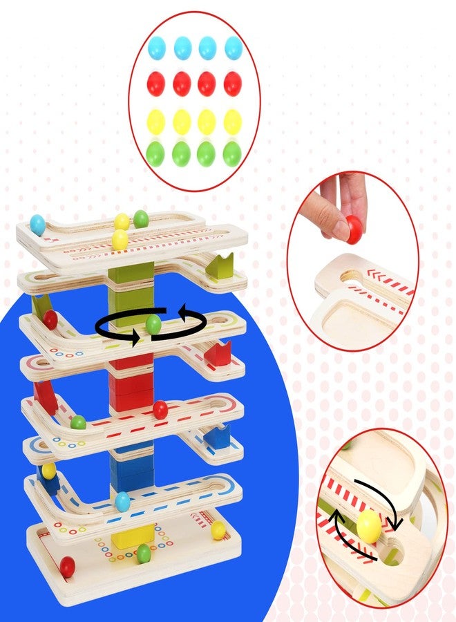 Joonly Montessori Ball Tracker Wooden Ball Drop Toy for Toddlers, Educational Wooden Ball Run Toy Race Track Set, Ball Drop Tracker Sensory Toys for Gifts 3 4 5 Years Old Toddler Boys Girls - Image 3
